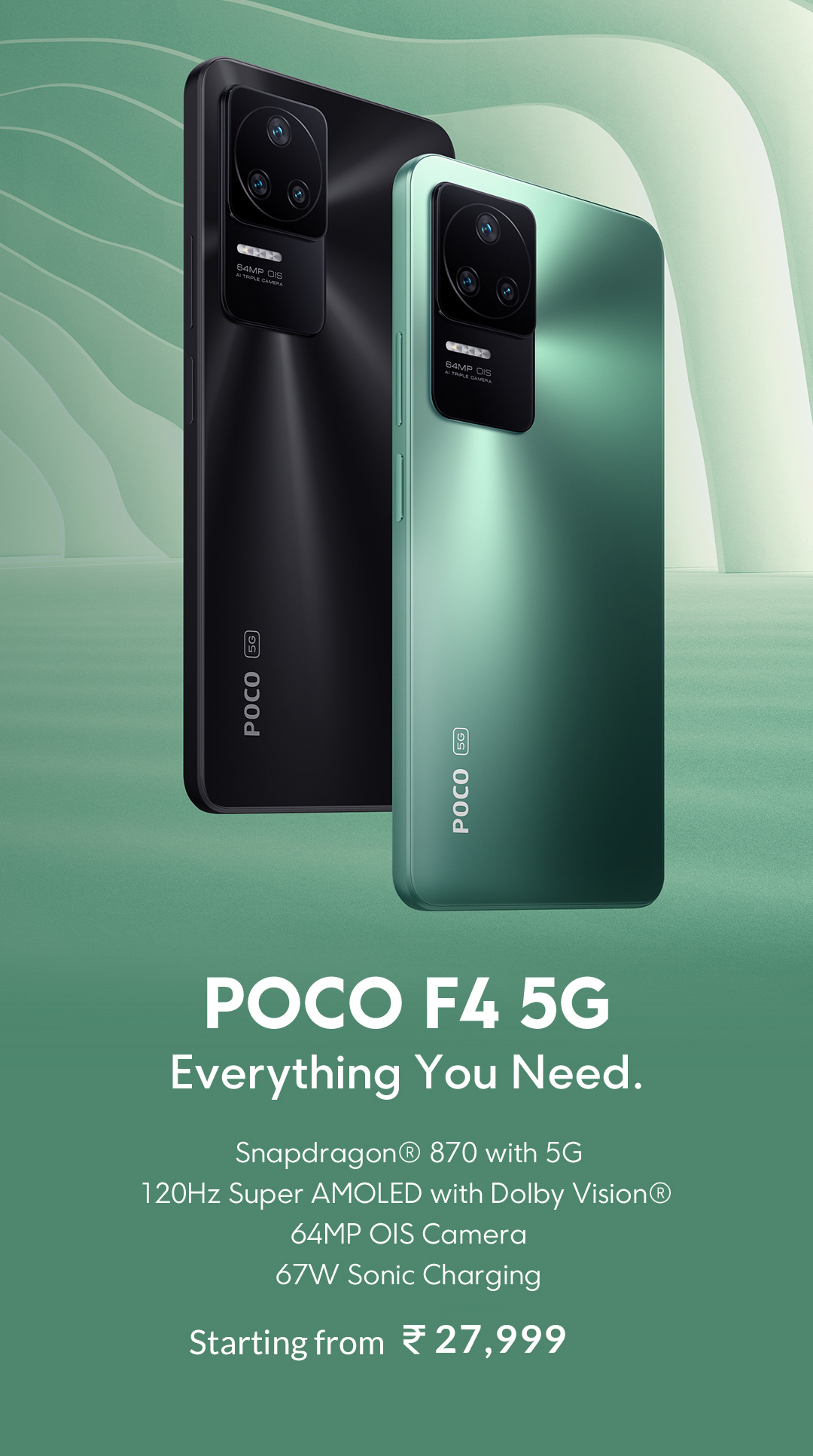  Poco F4 5G + 4G LTE 128GB + 6GB Global Version Unlocked 6.67''  120Hz 64Mp Triple Camera (Not Verizon Sprint Boost Cricket Metro At&T) +  (w/Fast Car Charger 51W Bundle) (Moonlight